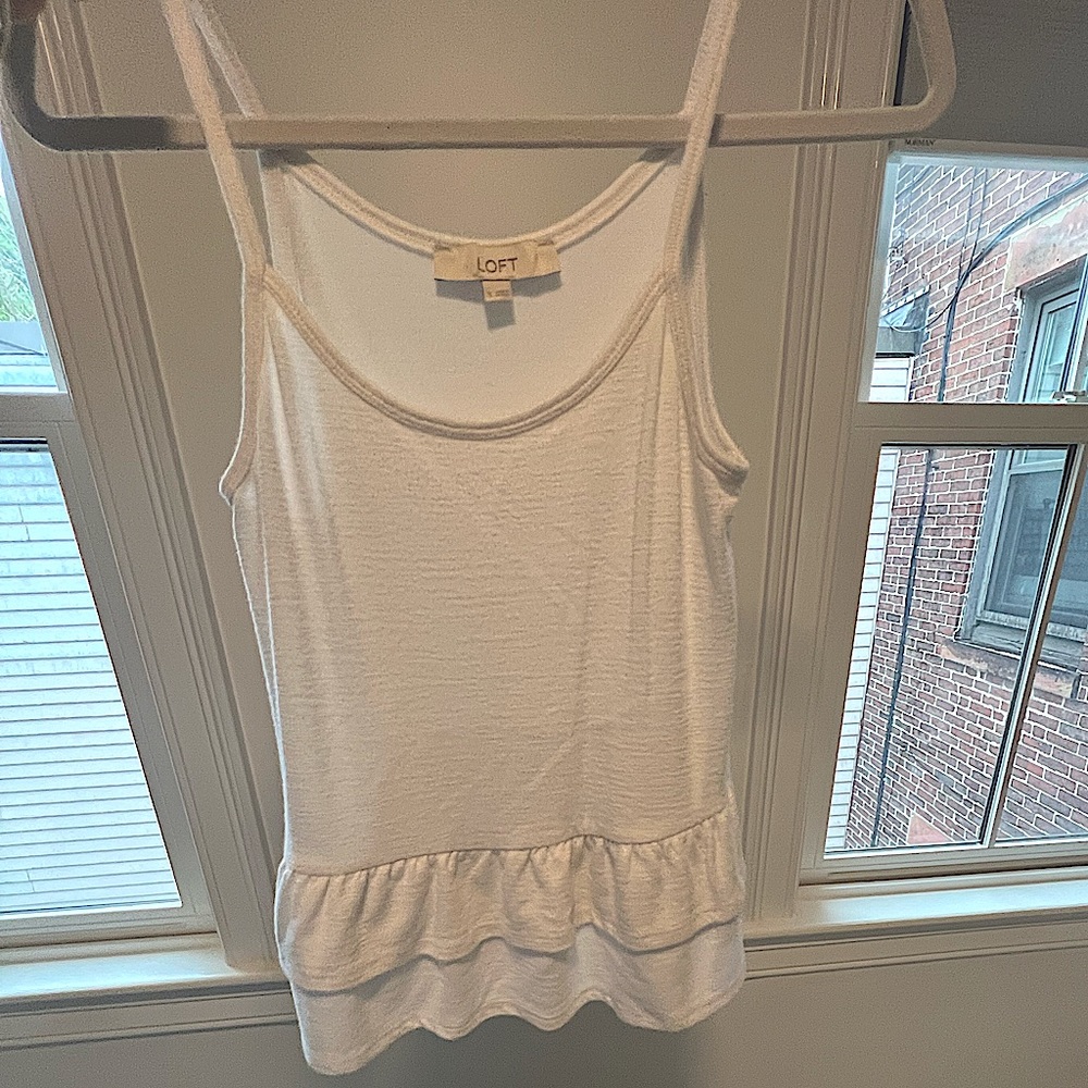 LOFT tank with peplum ruffles-WHITE